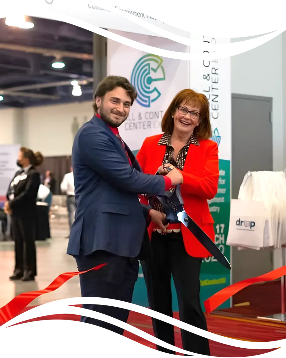 Dalton Howell at the Call & Contact Center Expo ribbon-cutting.